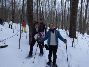 happy group of snowshoers
