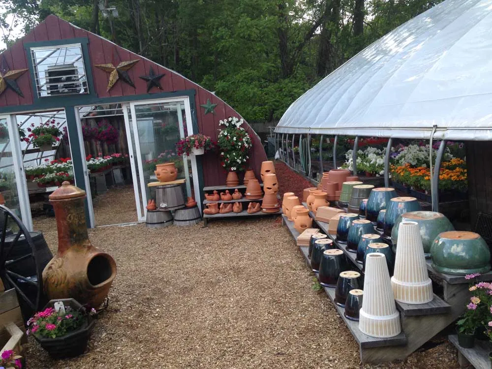 ceramic pots and garden equipment